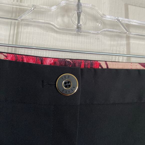 TED BAKER Black Dress Pants Tapered Pleated Professional Office Business Large - Picture 4 of 8